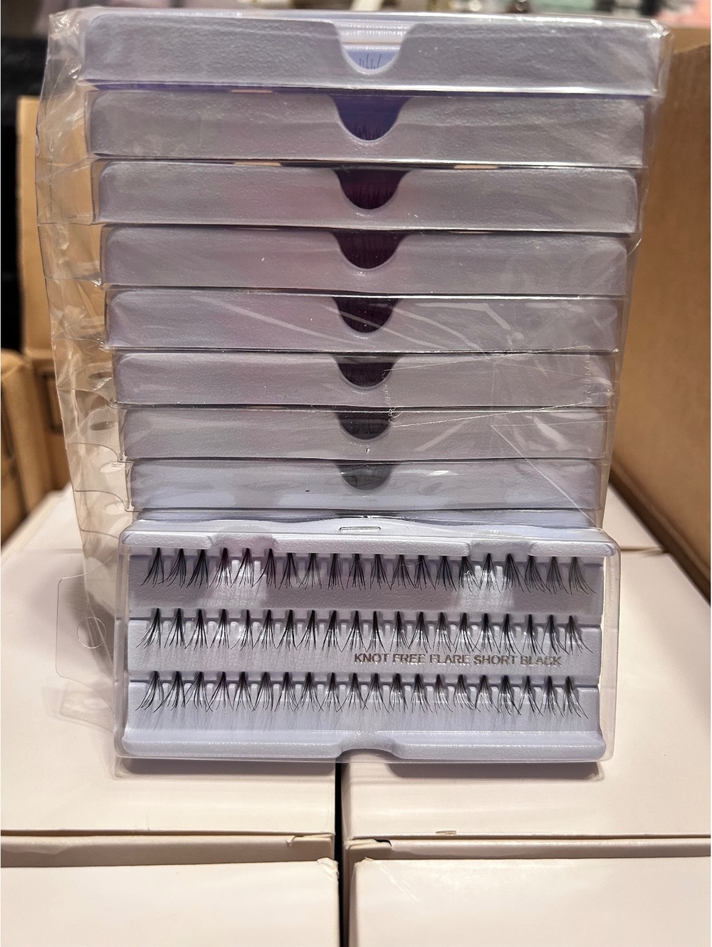 12 Packs of Knot Free Flare Short Black Eyelash Extensions